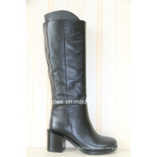 New Fashion Square Low Heels Winter Leather Women Boots